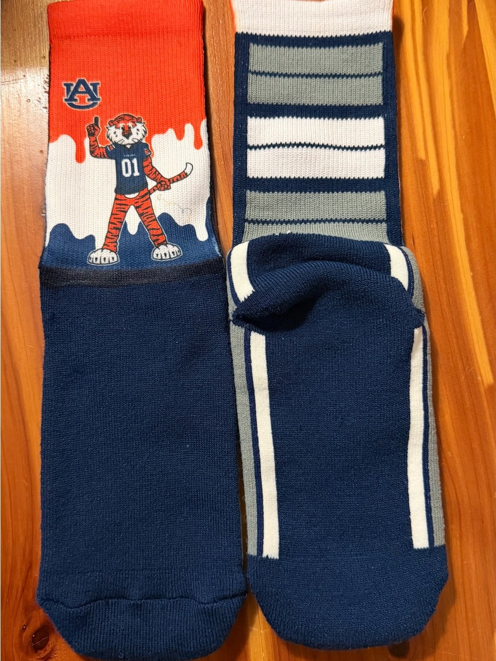 Auburn Tigers Navy & Orange Crew Socks - Boys Athletic Fan Socks